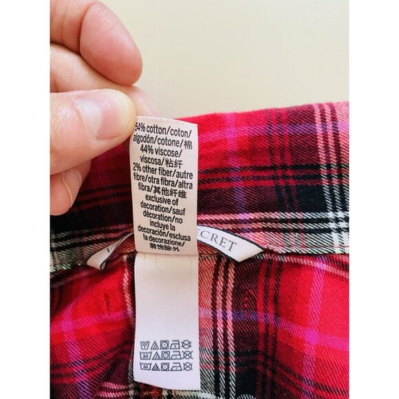 Victoria's Secret Womens Size Small Flannel Pajama Romper Red Plaid Button - Picture 5 of 10